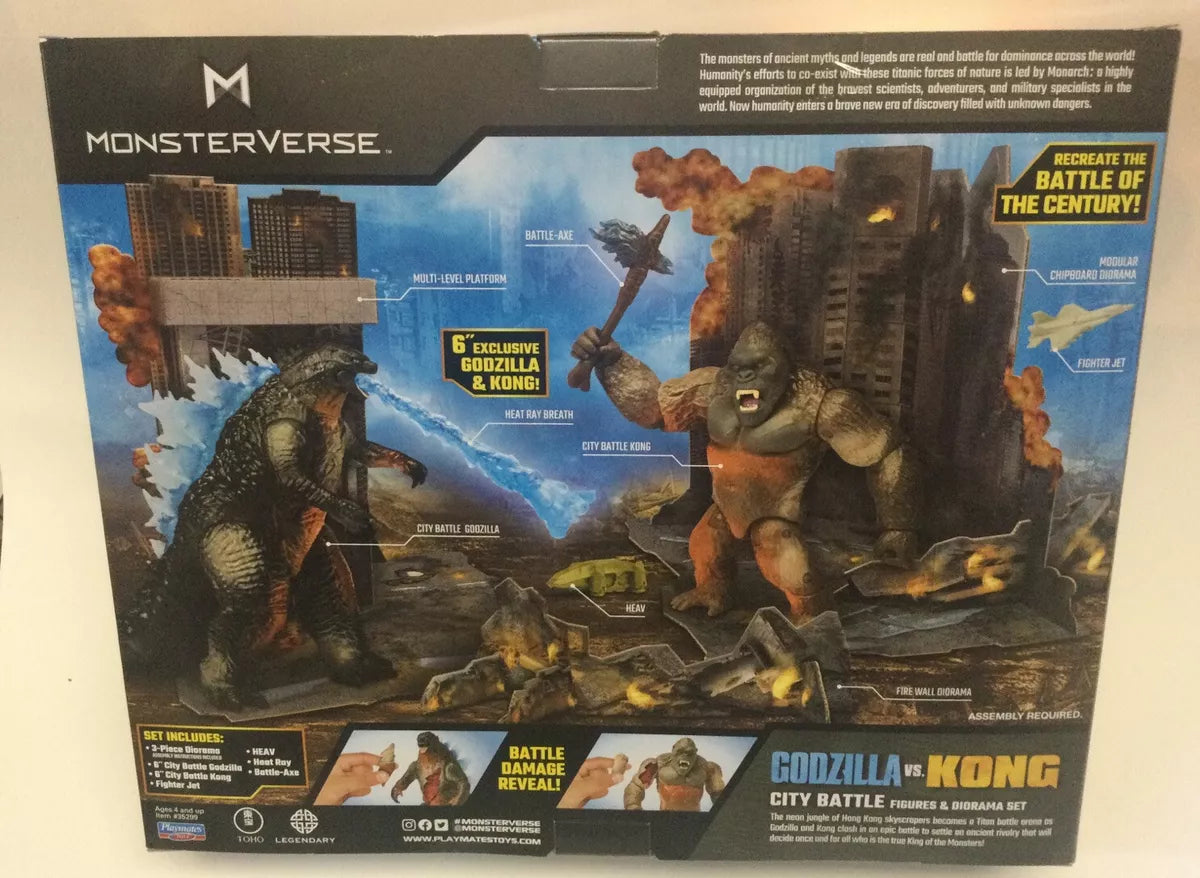Godzilla vs Kong City Battle Diorama Set – Playmates Toys (6-Inch Figures)