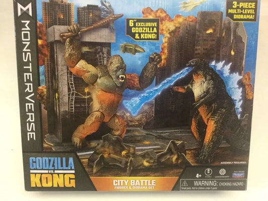 Godzilla vs Kong City Battle Diorama Set – Playmates Toys (6-Inch Figures)